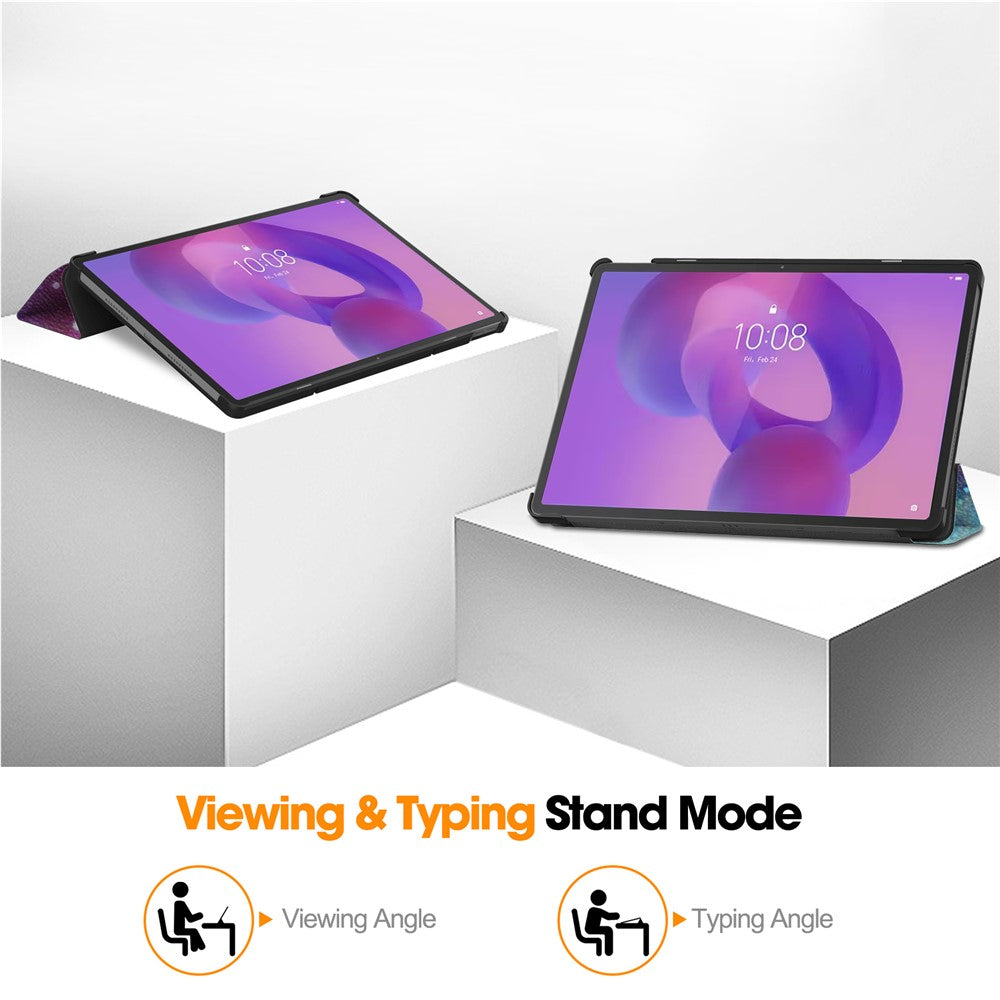 For Lenovo Idea Tab Pro Case Pattern Print Leather Stand Tablet Cover - Galaxy