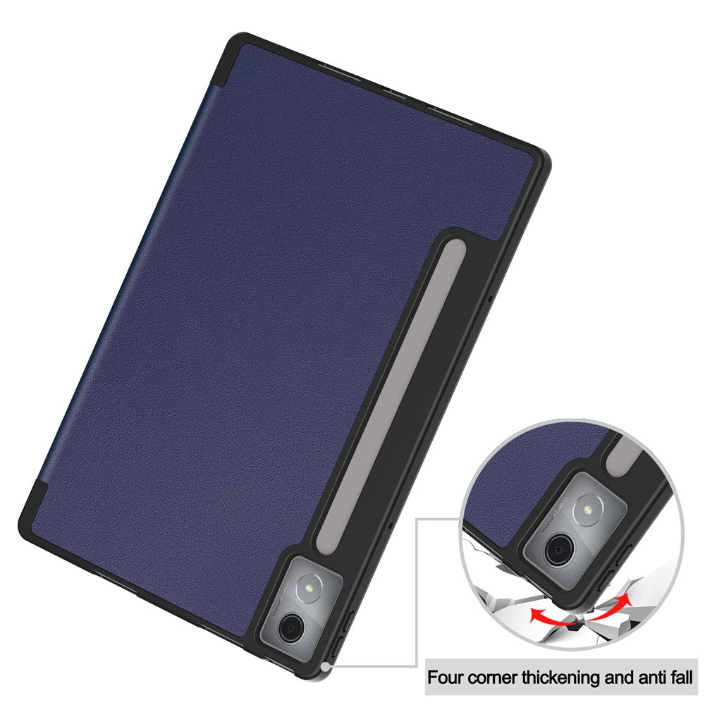 For Lenovo Idea Tab Pro Case Tri-Fold Stand Leather + PC Tablet Cover with Pen Holder - Dark Blue
