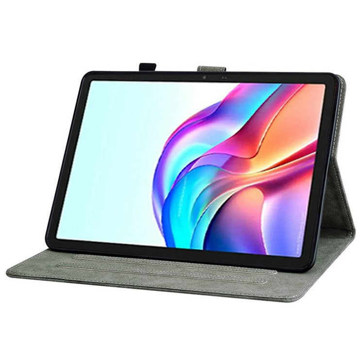 For TECNO Megapad 11 Case Tiger Imprint Anti-Scratch PU Leather Tablet Cover - Purple