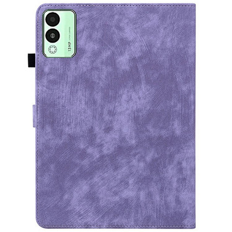 For TECNO Megapad 11 Case Tiger Imprint Anti-Scratch PU Leather Tablet Cover - Purple
