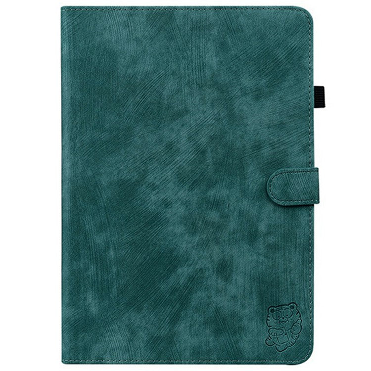For TECNO Megapad 11 Case Tiger Imprint Anti-Scratch PU Leather Tablet Cover - Green