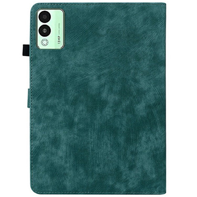 For TECNO Megapad 11 Case Tiger Imprint Anti-Scratch PU Leather Tablet Cover - Green