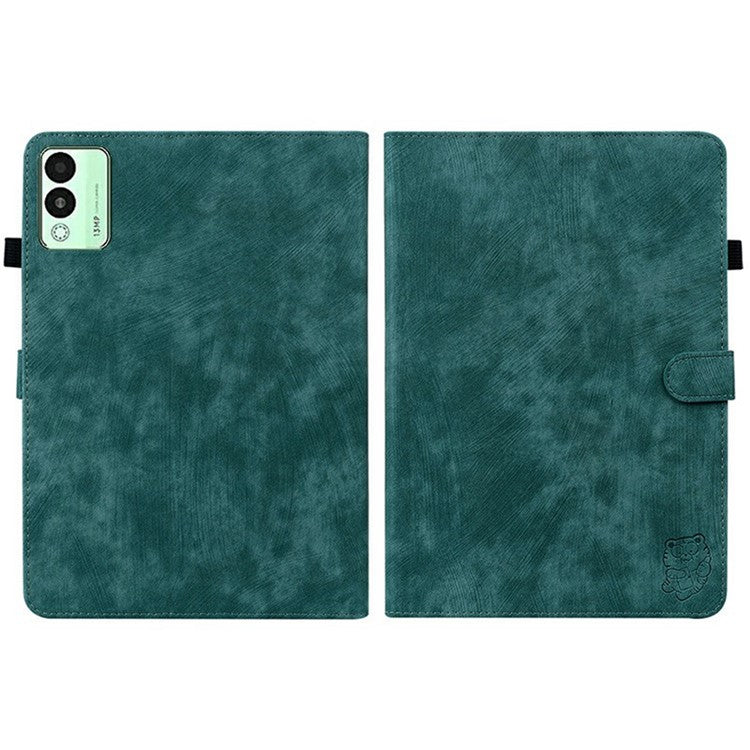 For TECNO Megapad 11 Case Tiger Imprint Anti-Scratch PU Leather Tablet Cover - Green