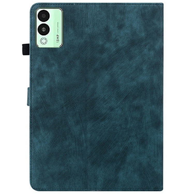 For TECNO Megapad 11 Case Tiger Imprint Anti-Scratch PU Leather Tablet Cover - Blue