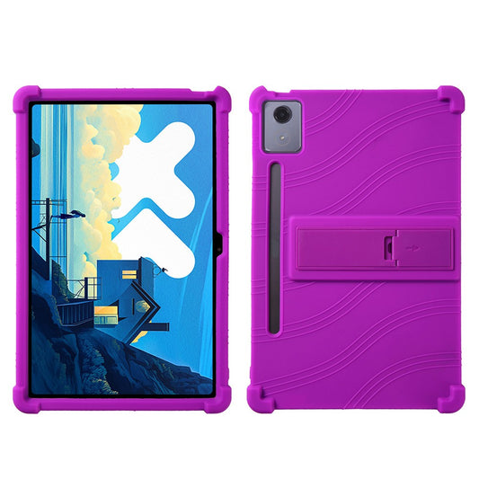 For Lenovo Xiaoxin Pad Pro 12.7 inch / Pad Pro 12.7 (2025) Silicone Case with Kickstand Rugged Protective Cover - Purple