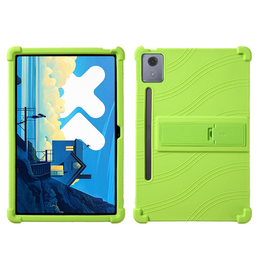 For Lenovo Xiaoxin Pad Pro 12.7 inch / Pad Pro 12.7 (2025) Silicone Case with Kickstand Rugged Protective Cover - Green