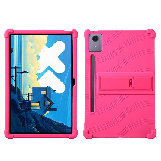 For Lenovo Xiaoxin Pad Pro 12.7 inch / Pad Pro 12.7 (2025) Silicone Case with Kickstand Rugged Protective Cover - Rose