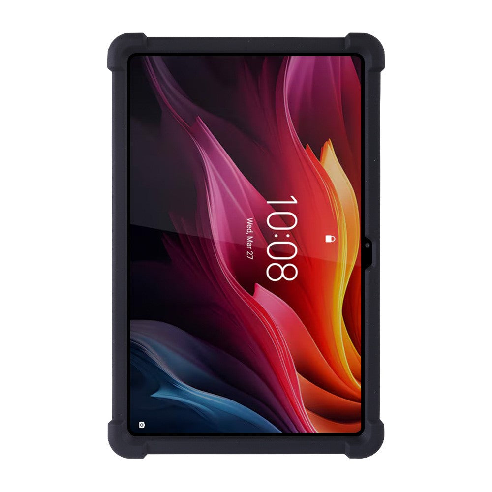 For Lenovo Tab K11 Plus Silicone Case with Kickstand Rugged Protective Cover - Black