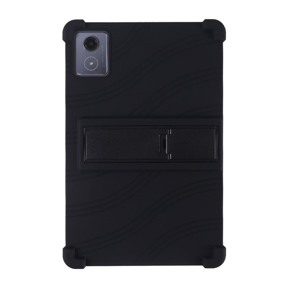 For Lenovo Tab K11 Plus Silicone Case with Kickstand Rugged Protective Cover - Black