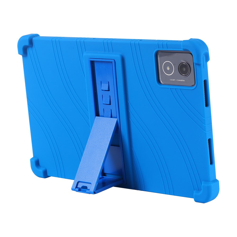 For Lenovo Tab K11 Plus Silicone Case with Kickstand Rugged Protective Cover - Black
