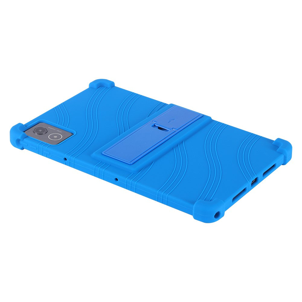 For Lenovo Tab K11 Plus Silicone Case with Kickstand Rugged Protective Cover - Black