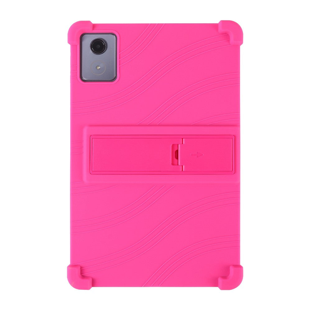 For Lenovo Tab K11 Plus Silicone Case with Kickstand Rugged Protective Cover - Rose