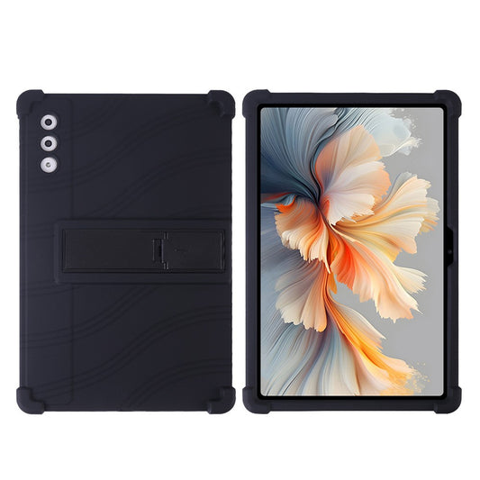 For Lenovo Yoga Tab Plus / Pad Pro AI Silicone Case with Kickstand Rugged Protective Cover - Black