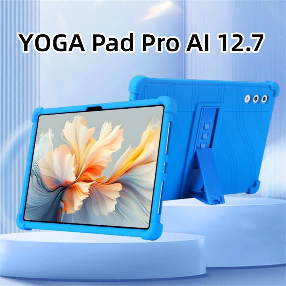 For Lenovo Yoga Tab Plus / Pad Pro AI Silicone Case with Kickstand Rugged Protective Cover - Purple