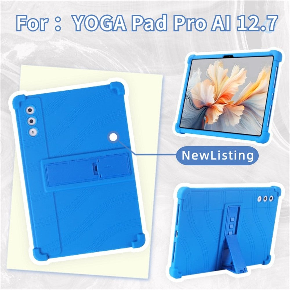 For Lenovo Yoga Tab Plus / Pad Pro AI Silicone Case with Kickstand Rugged Protective Cover - Purple