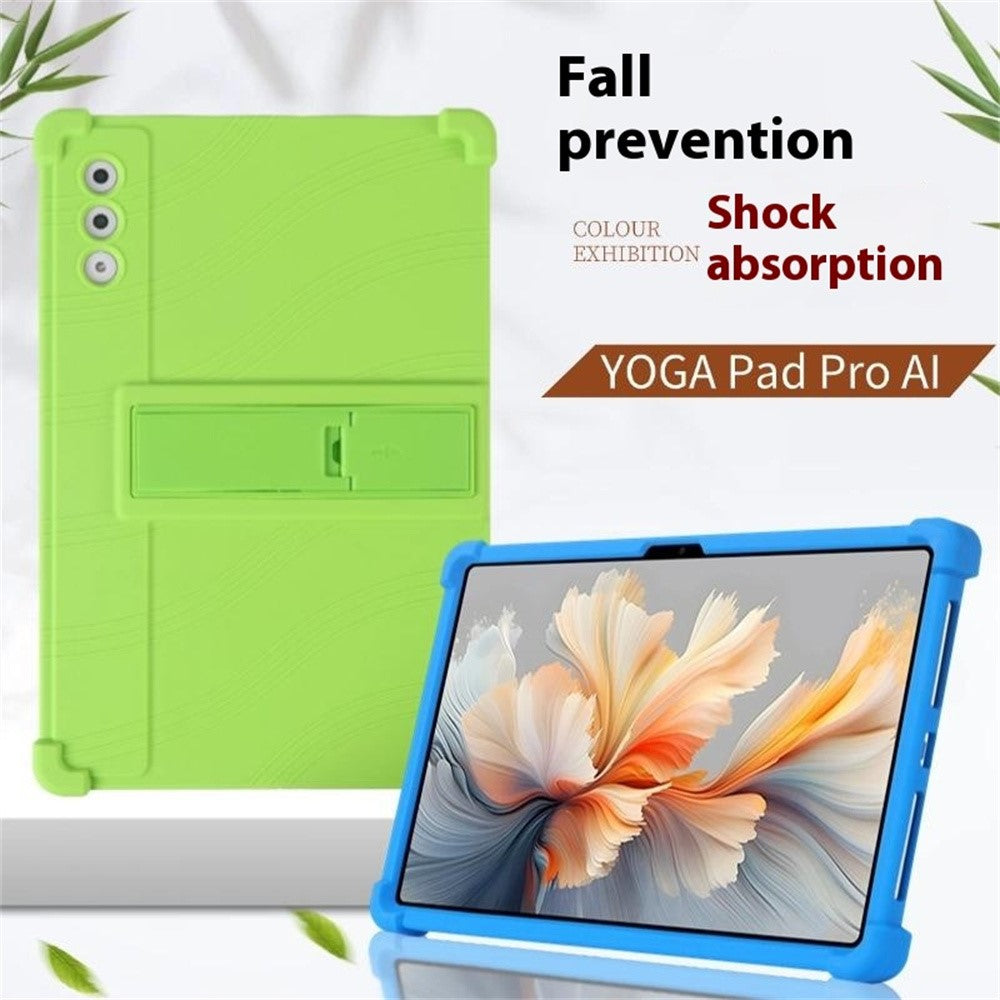 For Lenovo Yoga Tab Plus / Pad Pro AI Silicone Case with Kickstand Rugged Protective Cover - Purple