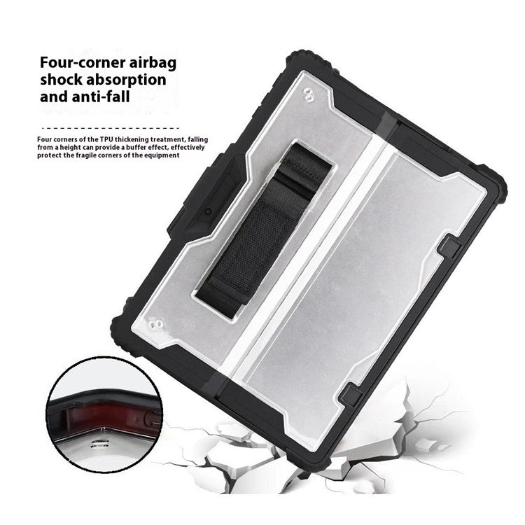 For Microsoft Surface Go 3 / 2 10.5 inch / 1 Protective Case PC TPU Clear Cover with Kickstand Pencil Holder (No Strap)