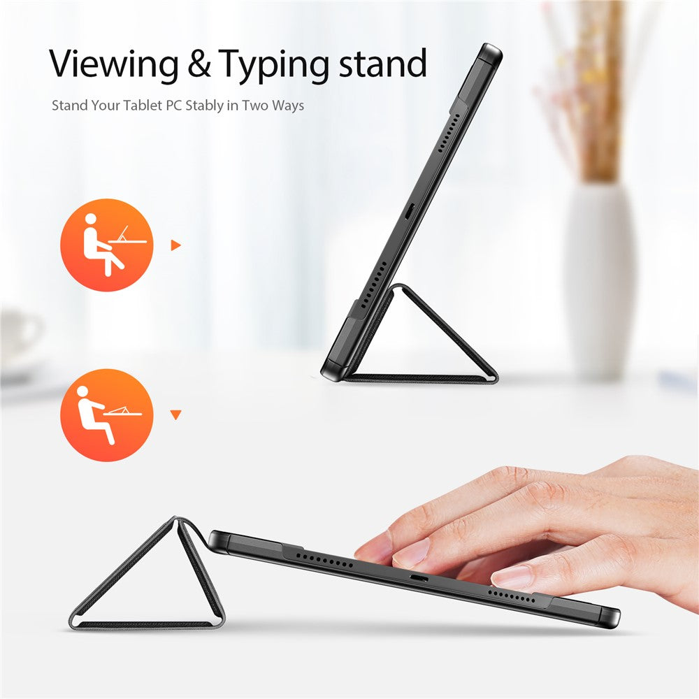 For Lenovo Idea Tab Pro Case DUX DUCIS Domo Series Tri-fold Stand PU Leather Protective Tablet Cover - Black