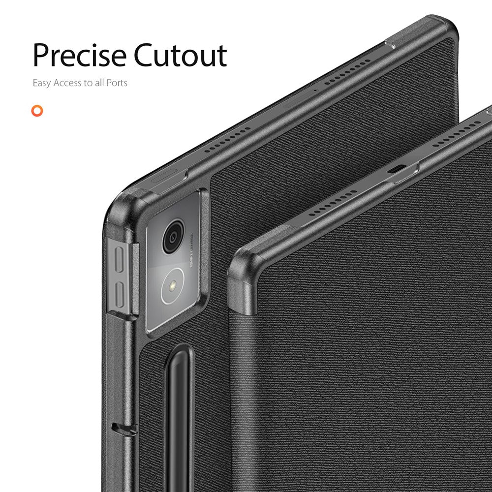 For Lenovo Idea Tab Pro Case DUX DUCIS Domo Series Tri-fold Stand PU Leather Protective Tablet Cover - Black