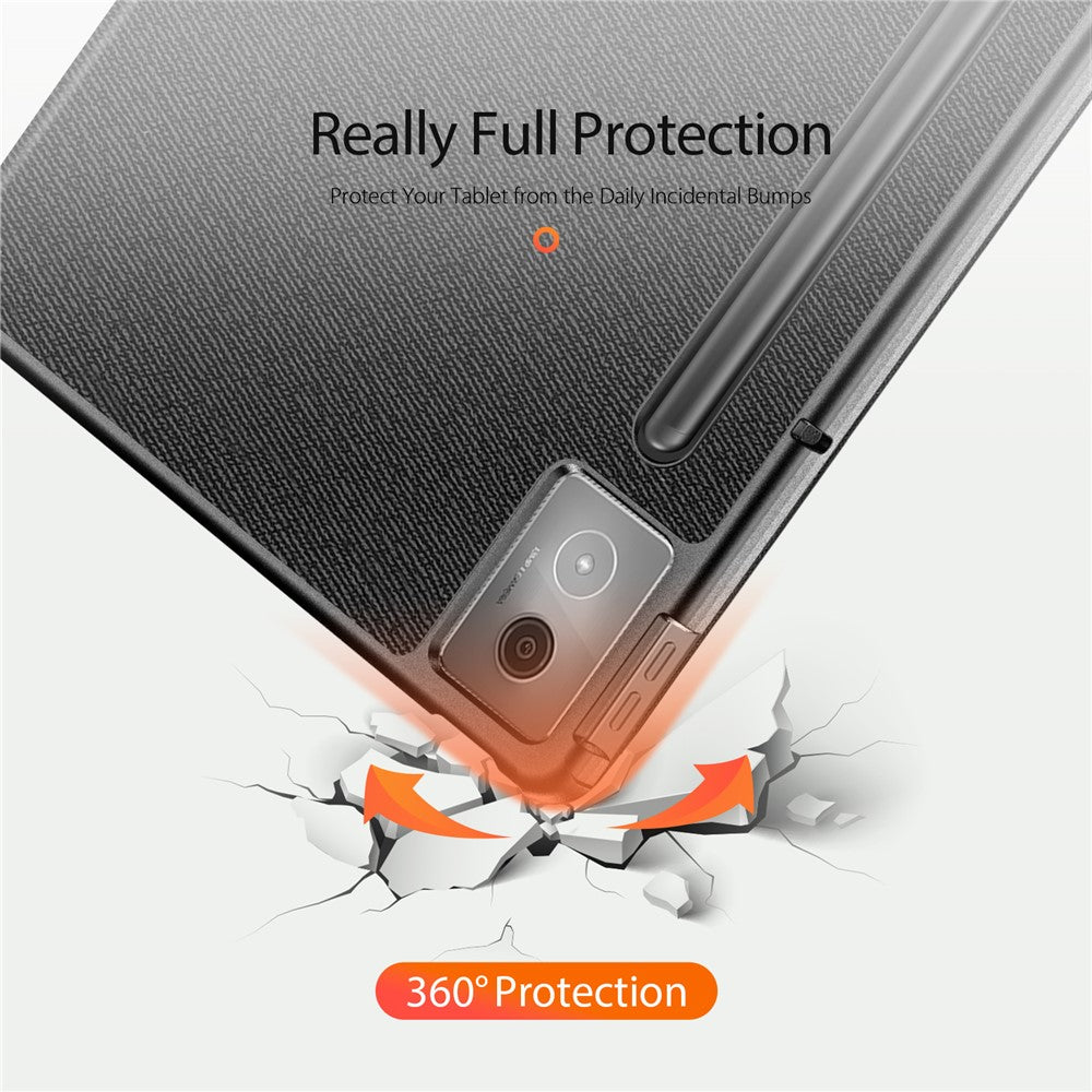 For Lenovo Idea Tab Pro Case DUX DUCIS Domo Series Tri-fold Stand PU Leather Protective Tablet Cover - Black