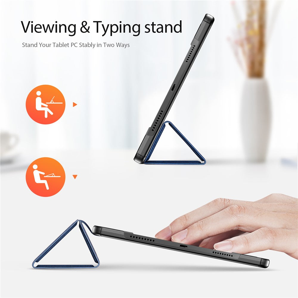 For Lenovo Idea Tab Pro Case DUX DUCIS Domo Series Tri-fold Stand PU Leather Protective Tablet Cover - Blue