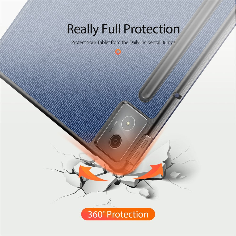 For Lenovo Idea Tab Pro Case DUX DUCIS Domo Series Tri-fold Stand PU Leather Protective Tablet Cover - Blue