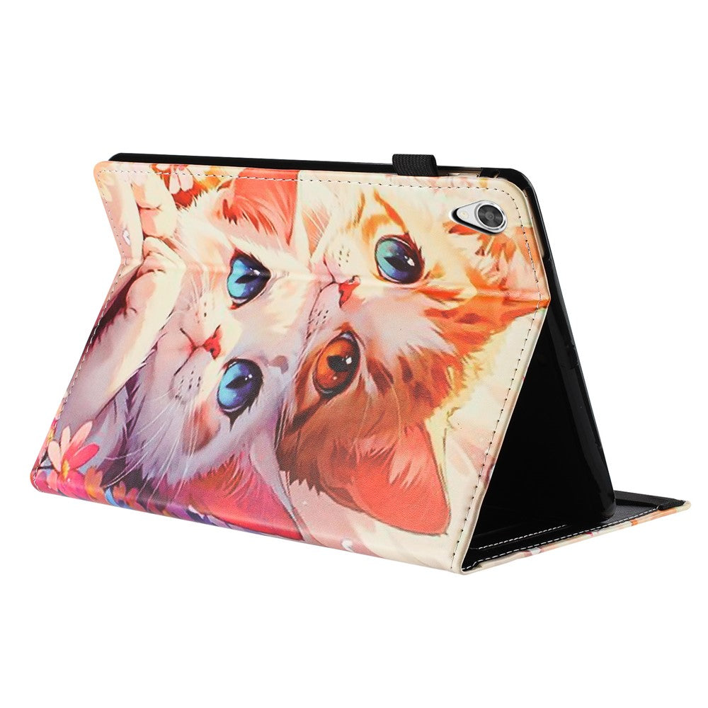 For Lenovo Tab M9 TB-310FU Tablet Case Litchi Texture Pattern Printing Leather Cover Auto Sleep  /  Wake with Card Holder - Two Cats