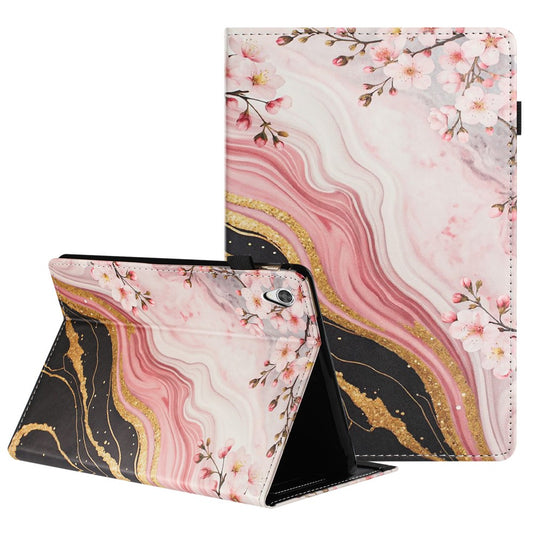 For Lenovo Tab M9 TB-310FU Tablet Case Litchi Texture Pattern Printing Leather Cover Auto Sleep  /  Wake with Card Holder - Marble Flower
