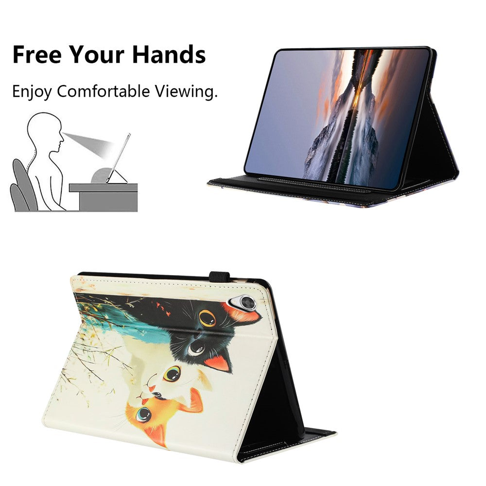 For Lenovo Tab M9 TB-310FU Tablet Case Litchi Texture Pattern Printing Leather Cover Auto Sleep  /  Wake with Card Holder - Three Cats