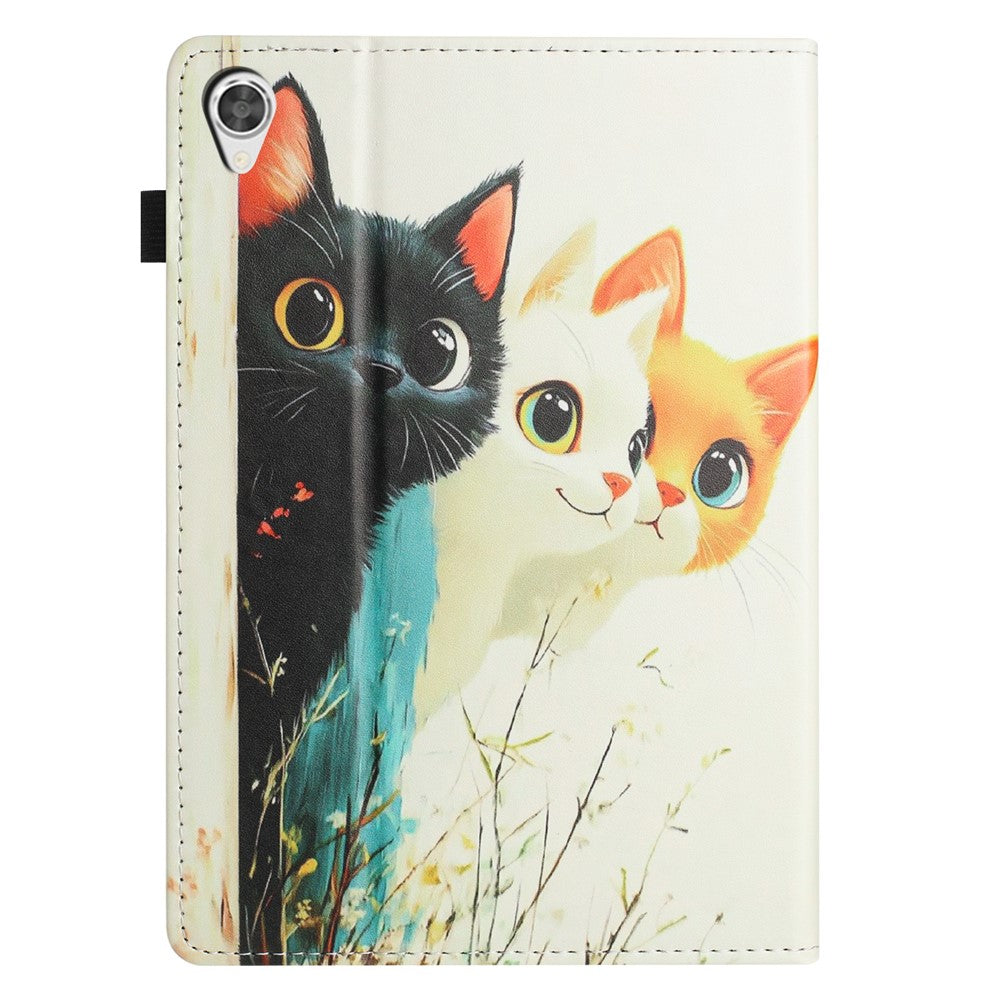 For Lenovo Tab M9 TB-310FU Tablet Case Litchi Texture Pattern Printing Leather Cover Auto Sleep  /  Wake with Card Holder - Three Cats