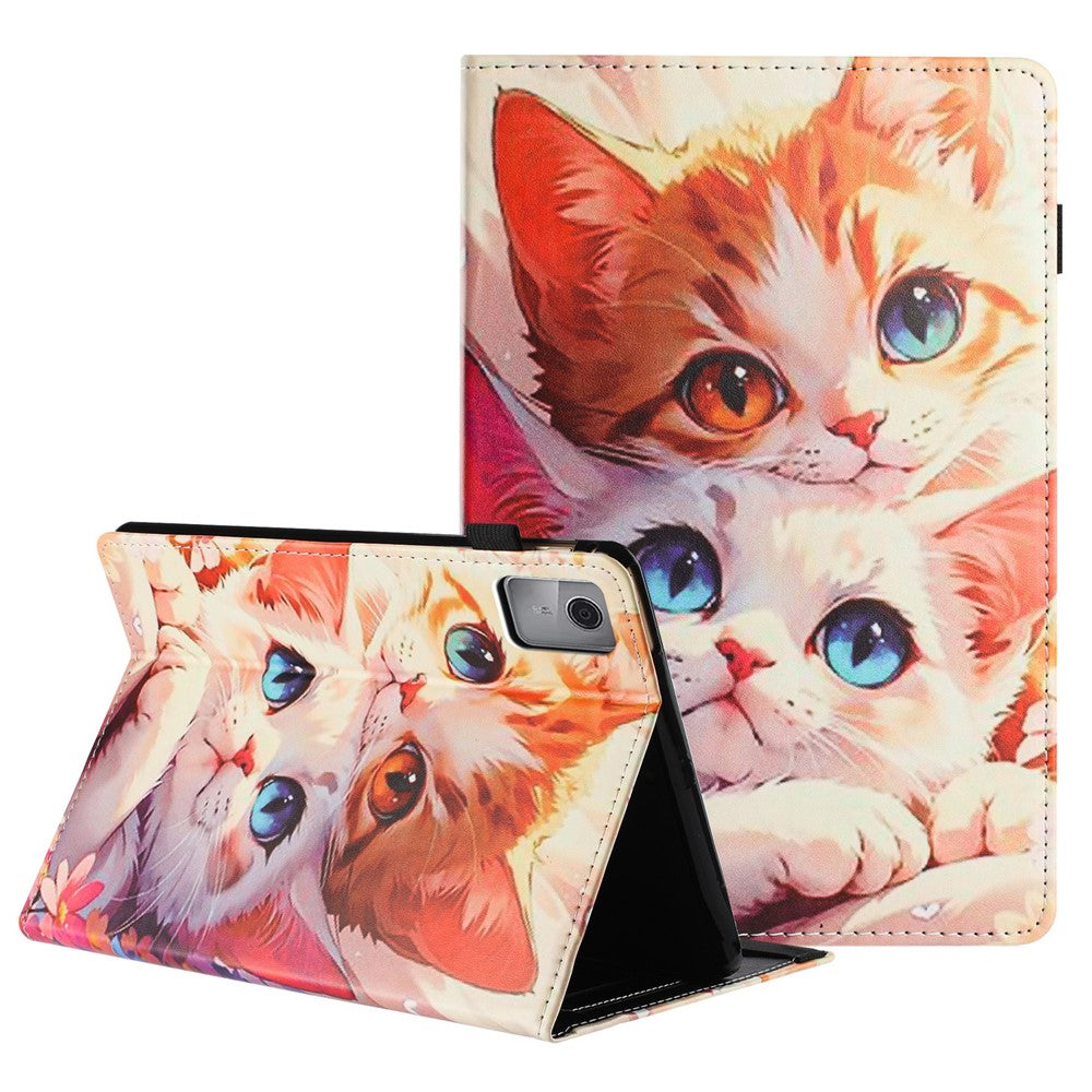 For Lenovo Tab M11 Tablet Case Litchi Texture Pattern Printing Leather Cover Auto Sleep  /  Wake with Card Holder - Two Cats