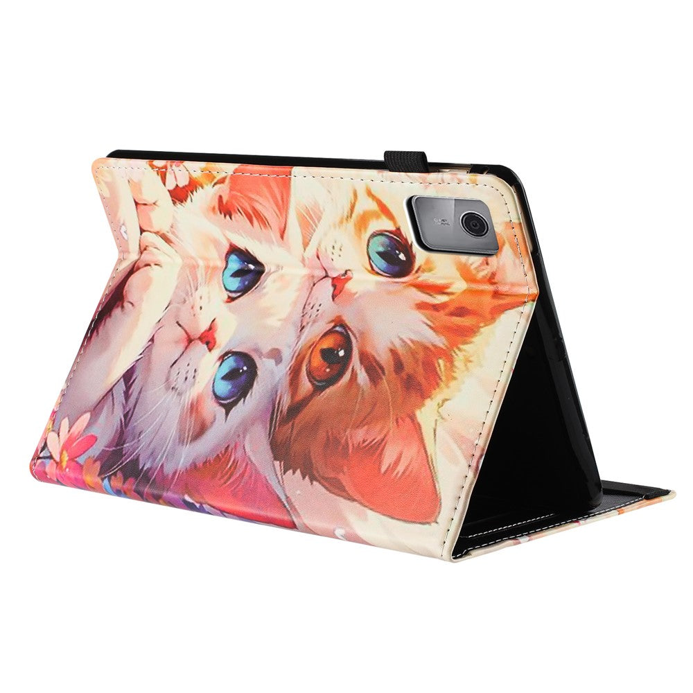 For Lenovo Tab M11 Tablet Case Litchi Texture Pattern Printing Leather Cover Auto Sleep  /  Wake with Card Holder - Two Cats