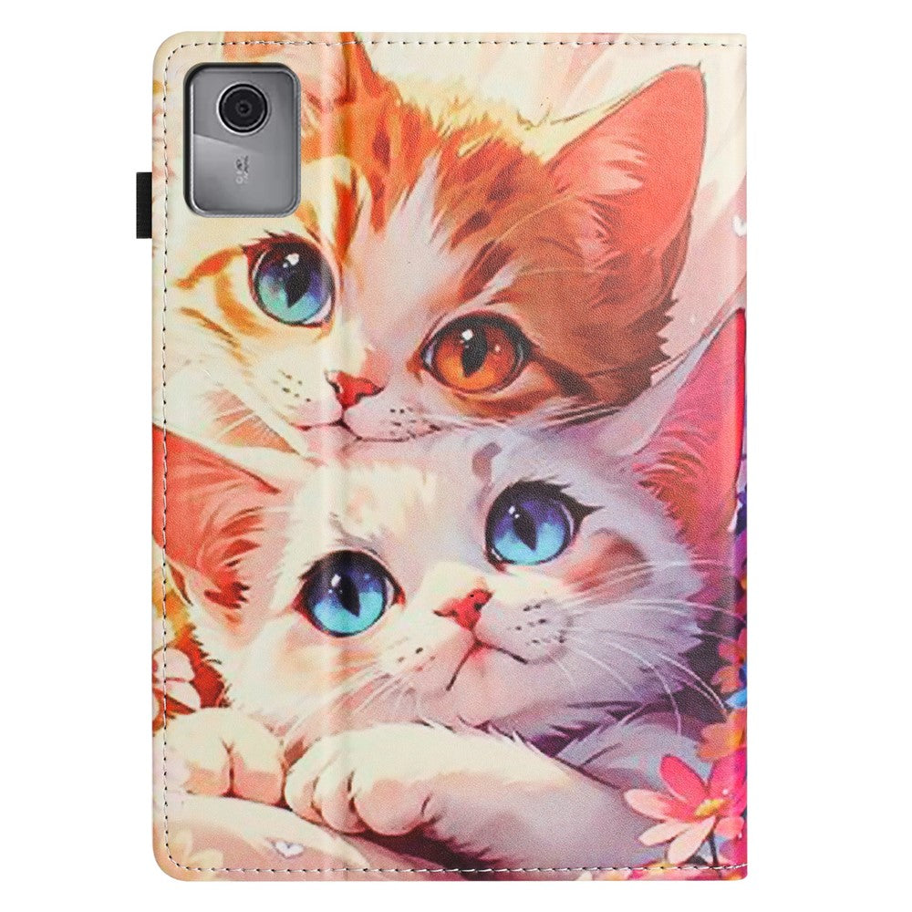 For Lenovo Tab M11 Tablet Case Litchi Texture Pattern Printing Leather Cover Auto Sleep  /  Wake with Card Holder - Two Cats