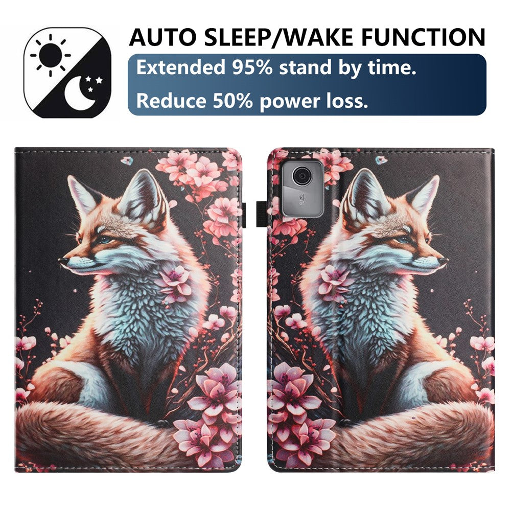 For Lenovo Tab M11 Tablet Case Litchi Texture Pattern Printing Leather Cover Auto Sleep  /  Wake with Card Holder - Fox