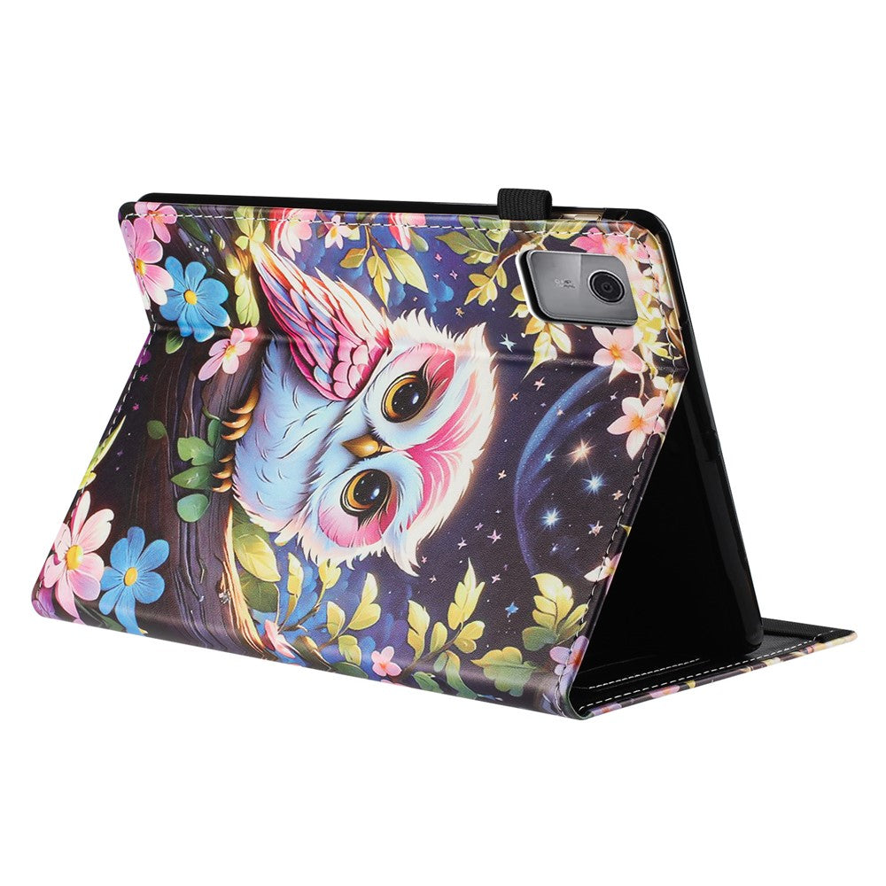 For Lenovo Tab M11 Tablet Case Litchi Texture Pattern Printing Leather Cover Auto Sleep  /  Wake with Card Holder - Owl