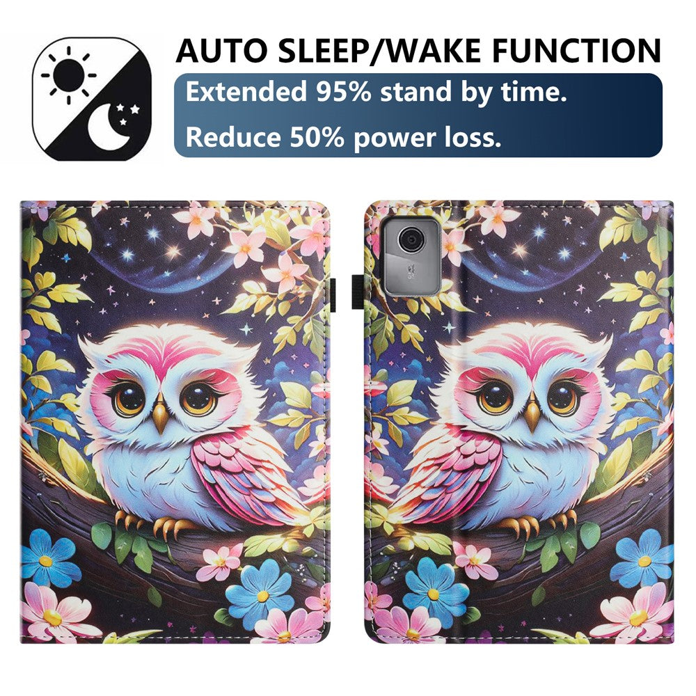 For Lenovo Tab M11 Tablet Case Litchi Texture Pattern Printing Leather Cover Auto Sleep  /  Wake with Card Holder - Owl