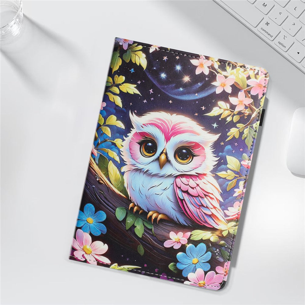 For Lenovo Tab M11 Tablet Case Litchi Texture Pattern Printing Leather Cover Auto Sleep  /  Wake with Card Holder - Owl