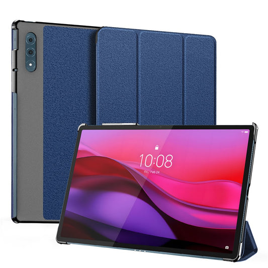 For Lenovo Yoga Tab Plus Case DUX DUCIS Domo Series Tri-fold Stand PU Leather Protective Tablet Cover - Blue