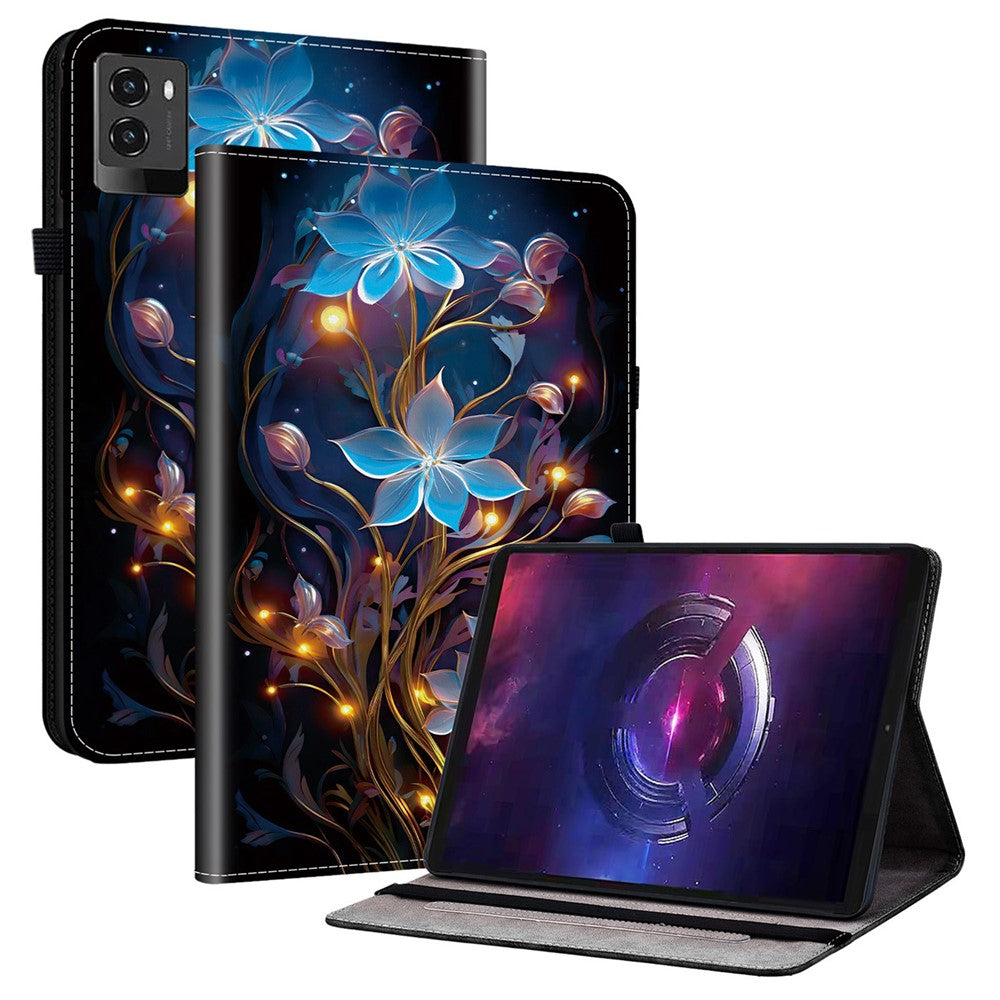 For Lenovo Legion Y700 (2025) Leather Case Pattern Printed Stand Tablet Cover with Card Slots - Small Lantern Flower