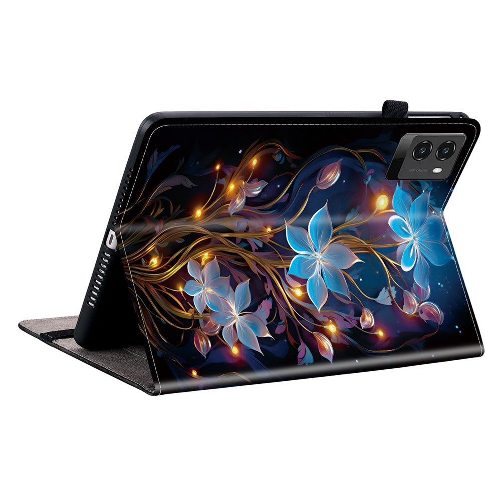 For Lenovo Legion Y700 (2025) Leather Case Pattern Printed Stand Tablet Cover with Card Slots - Small Lantern Flower