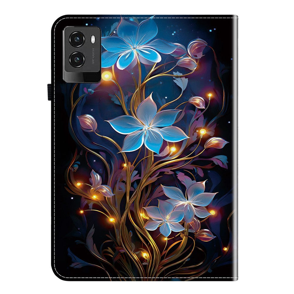 For Lenovo Legion Y700 (2025) Leather Case Pattern Printed Stand Tablet Cover with Card Slots - Small Lantern Flower