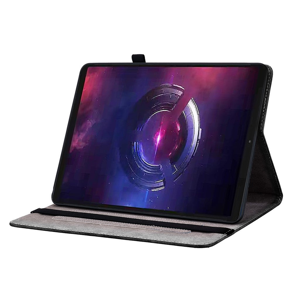 For Lenovo Legion Y700 (2025) Leather Case Pattern Printed Stand Tablet Cover with Card Slots - Black Orchid