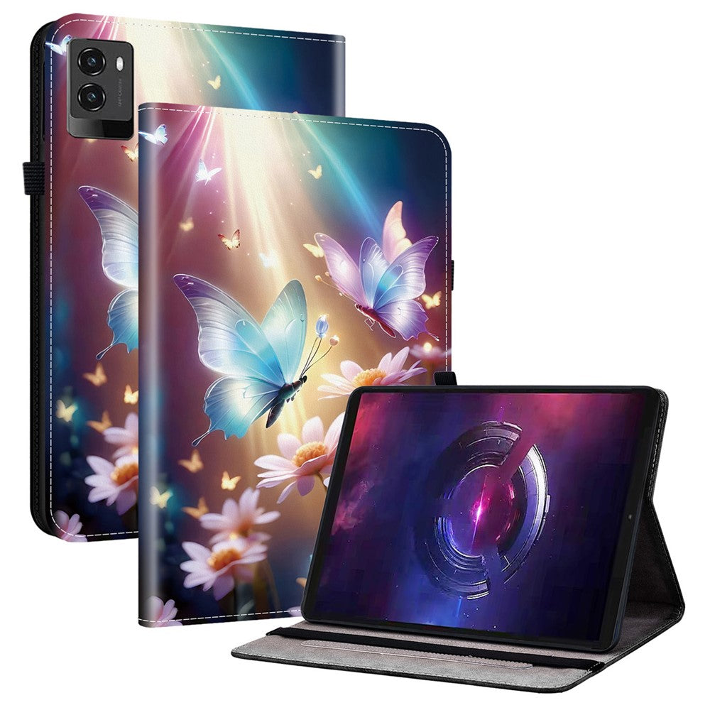 For Lenovo Legion Y700 (2025) Leather Case Pattern Printed Stand Tablet Cover with Card Slots - Butterfly Floral