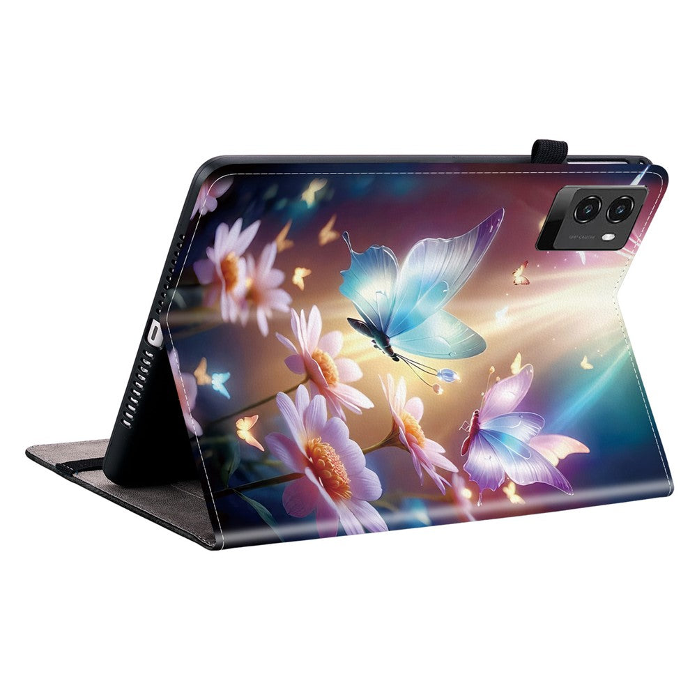 For Lenovo Legion Y700 (2025) Leather Case Pattern Printed Stand Tablet Cover with Card Slots - Butterfly Floral