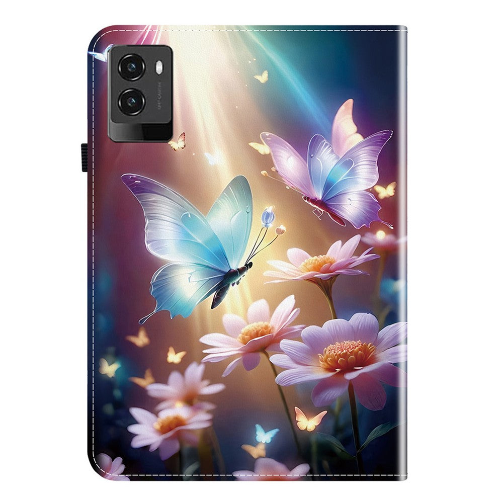 For Lenovo Legion Y700 (2025) Leather Case Pattern Printed Stand Tablet Cover with Card Slots - Butterfly Floral
