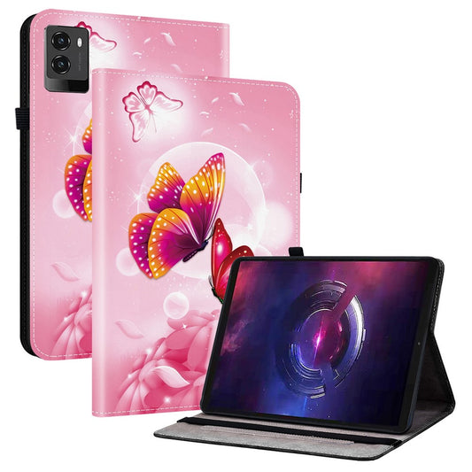 For Lenovo Legion Y700 (2025) Leather Case Pattern Printed Stand Tablet Cover with Card Slots - Pink Butterfly
