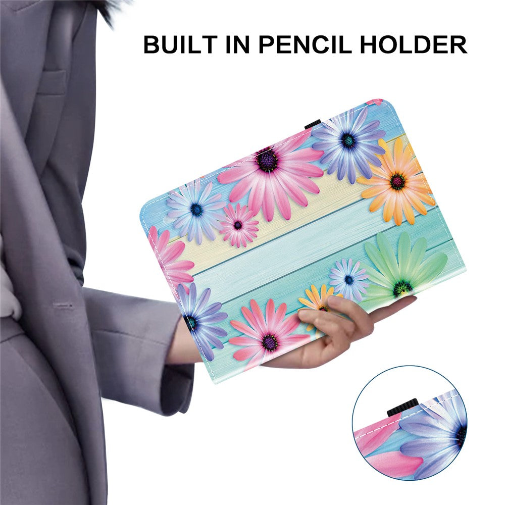 For Lenovo Legion Y700 (2025) Leather Case Pattern Printed Stand Tablet Cover with Card Slots - Sunflower