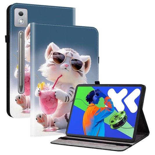 Leather Case For Lenovo Idea Tab Pro  /  Tab P12 Pro 12.7 2025  /  Xiaoxin Pad Pro 12.7 (2025) Pattern Printed Stand Tablet Cover - Cartoon Tiger