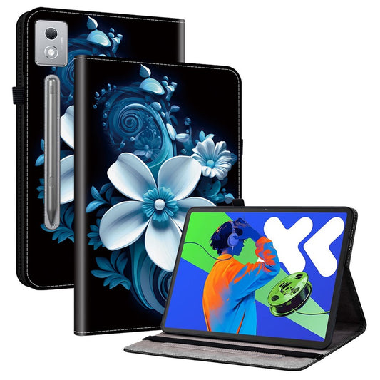 Leather Case For Lenovo Idea Tab Pro  /  Tab P12 Pro 12.7 2025  /  Xiaoxin Pad Pro 12.7 (2025) Pattern Printed Stand Tablet Cover - Black Orchid