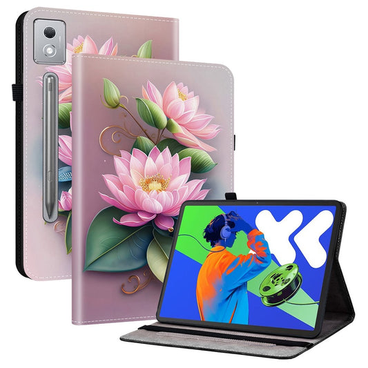 Leather Case For Lenovo Idea Tab Pro  /  Tab P12 Pro 12.7 2025  /  Xiaoxin Pad Pro 12.7 (2025) Pattern Printed Stand Tablet Cover - Lotus